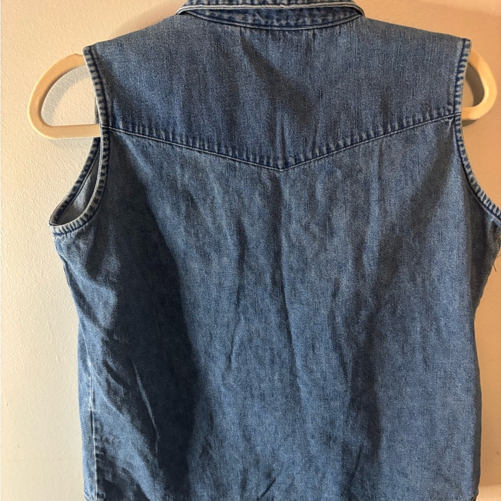 Vintage Wrangler Blue Denim vest with Paisley Trim - Picture 3 of 3